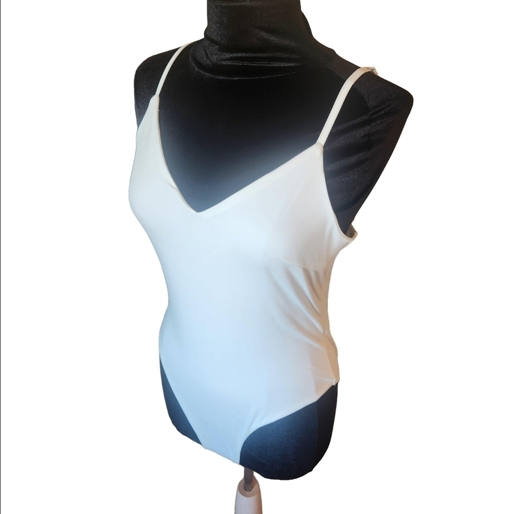 Shein White V-neck Spaghetti Strap Women's Bodysuit - Picture 2 of 4